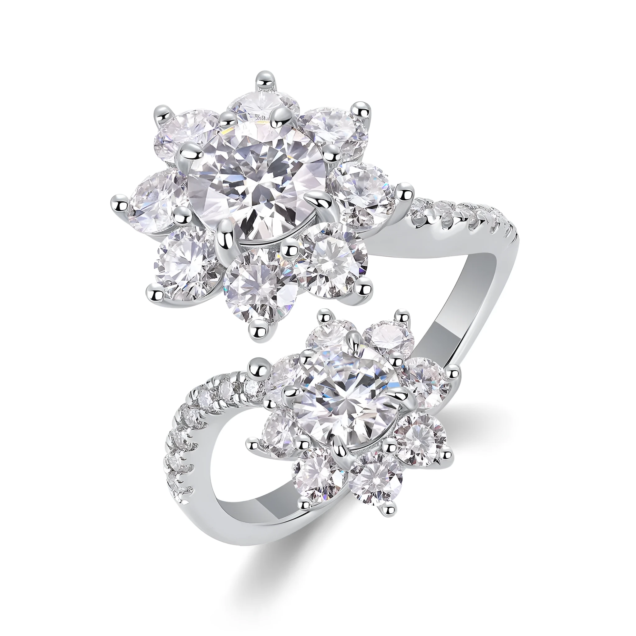 Wedding ring set with 1-carat moissanite in S925 silver platinum plating, gift box packaging