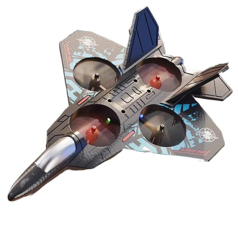 Remote control fighter jet model toy with plastic body, USB charging port, in 8th Generation Blue colour