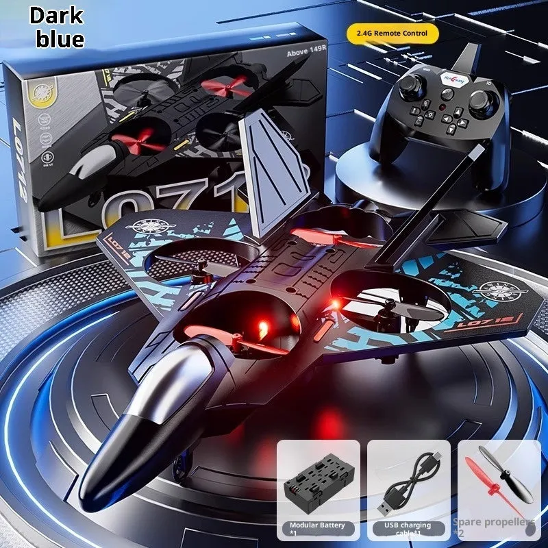 Remote control fighter jet model toy with plastic body, USB charging port, in 8th Generation Blue colour