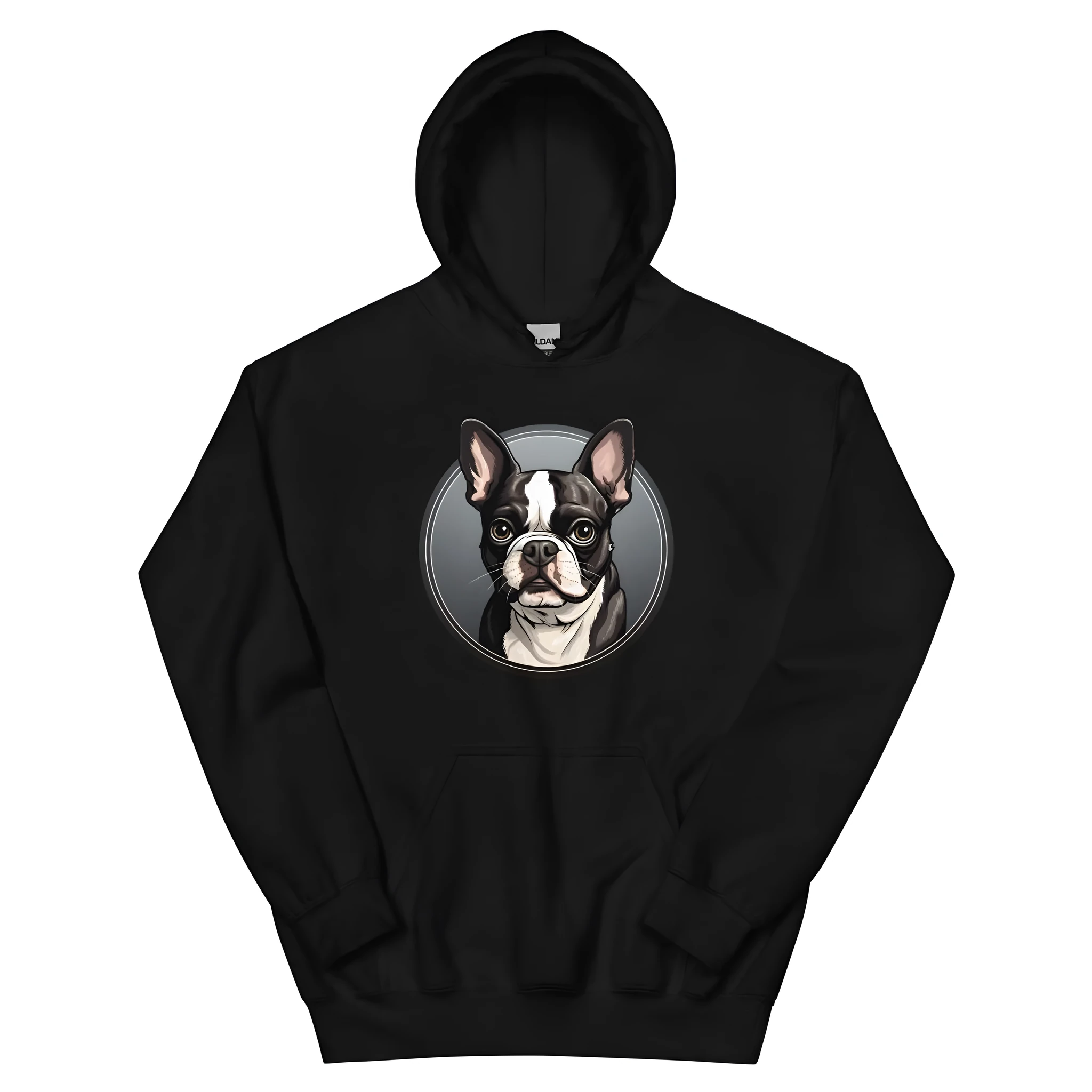 Black polyester falling shoulder loose fit hoodie for women with front pocket