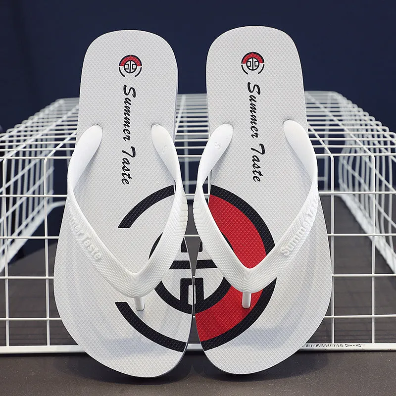 Personalised PVC summer flip-flops in four colours for men and women at the beach