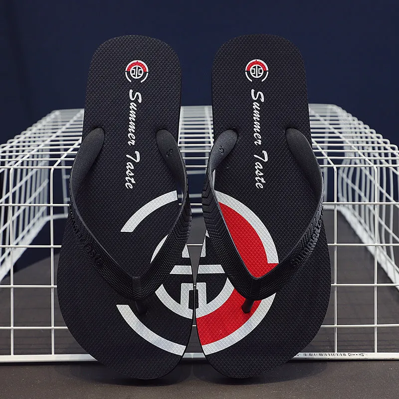 Personalised PVC summer flip-flops in four colours for men and women at the beach