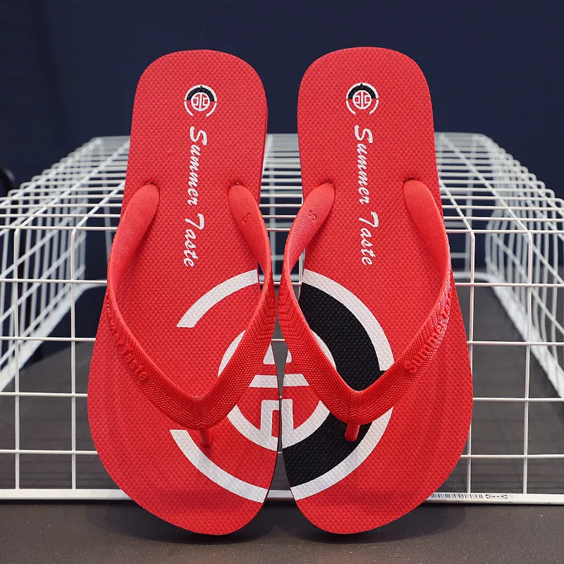 Personalised PVC summer flip-flops in four colours for men and women at the beach