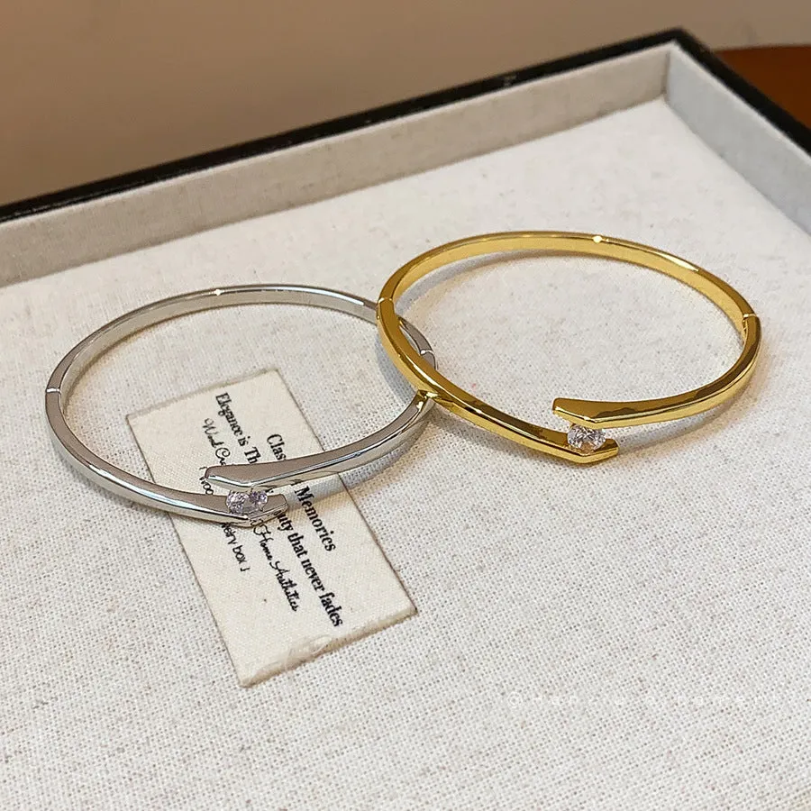 Genuine gold-plated round zirconia bracelet for women, copper base, real gold plating, gold finish