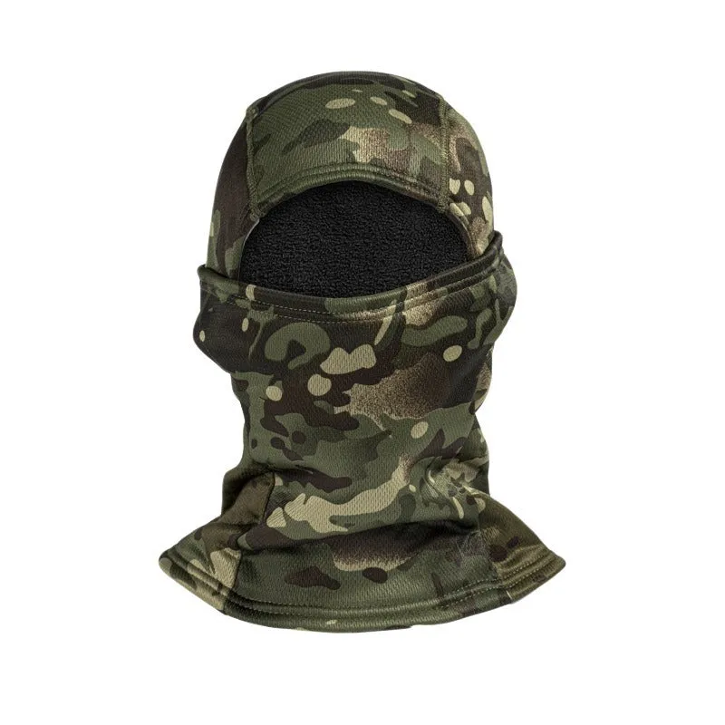 Outdoor camouflage cold-proof fleece cycling ski mask with polar fleece lining in CP Camouflage colour