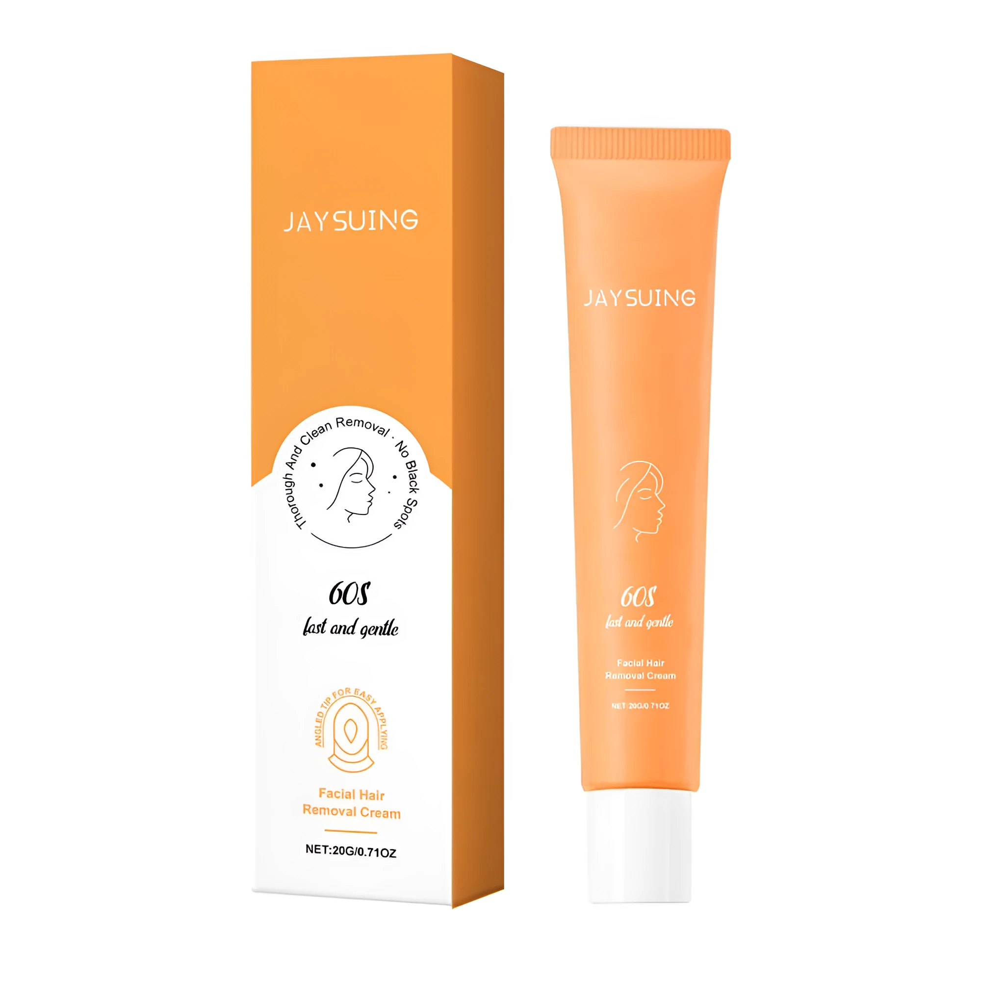 20g tube of facial hair removal cream with aloe extract and hyaluronic acid