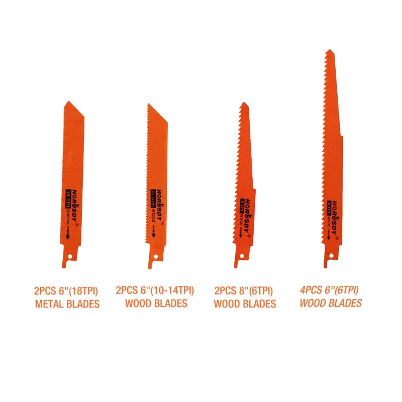 Multi-function bi-metal reciprocating saw blade combination set 10 pieces in storage packaging