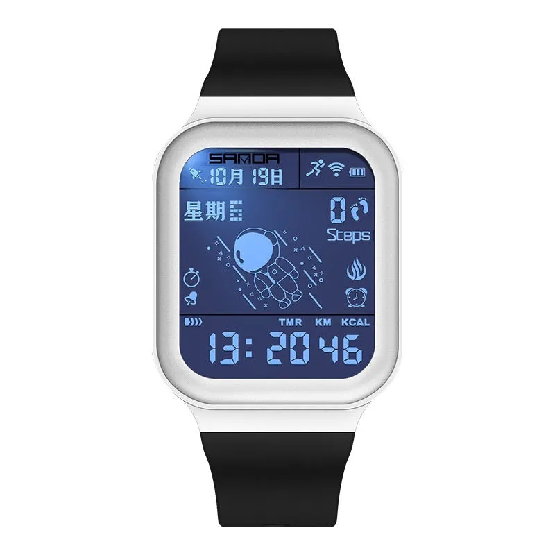 Outdoor sports waterproof step calorie electronic meter in All Black colour option for walking and fitness tracking.