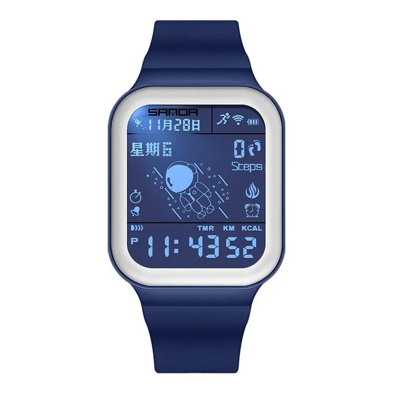 Outdoor sports waterproof step calorie electronic meter in All Black colour option for walking and fitness tracking.