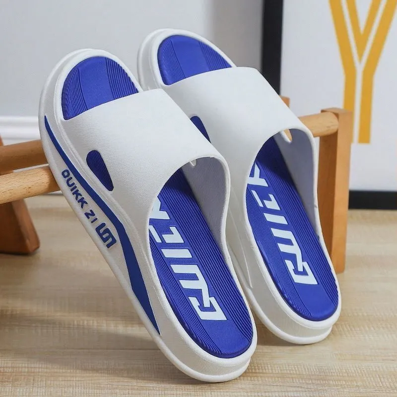 Summer cool PVC flip flops for men and women in green and black colour, soft sole outdoor sandals