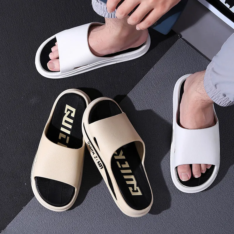Summer cool PVC flip flops for men and women in green and black colour, soft sole outdoor sandals