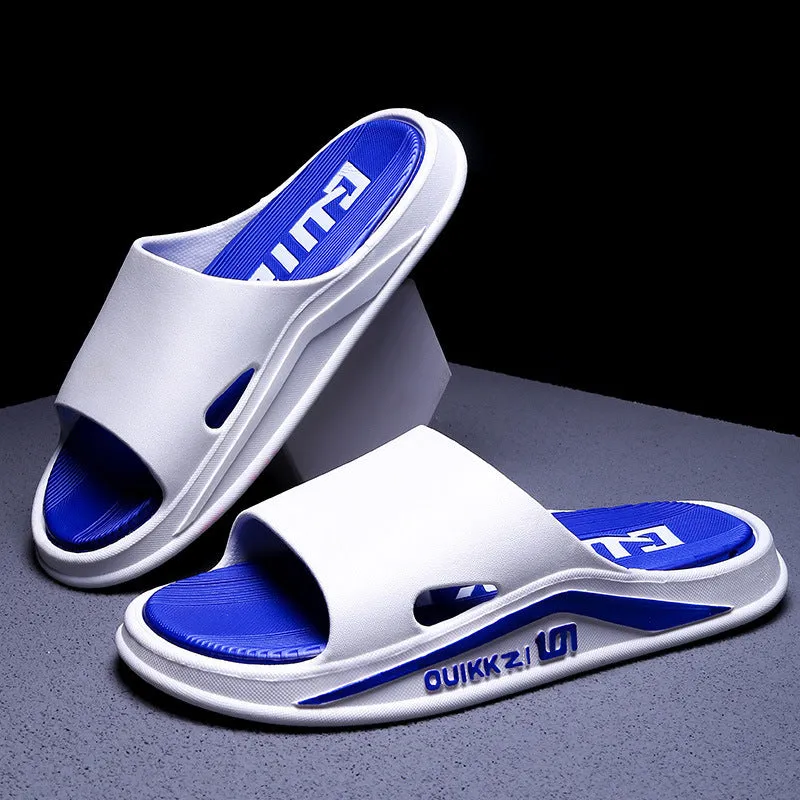 Summer cool PVC flip flops for men and women in green and black colour, soft sole outdoor sandals