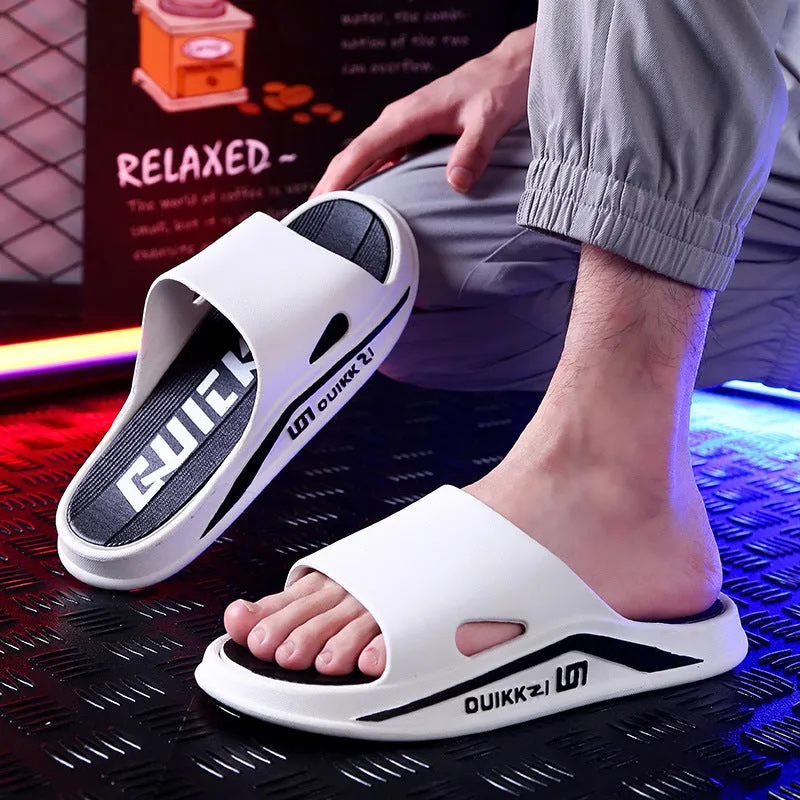 Summer cool PVC flip flops for men and women in green and black colour, soft sole outdoor sandals