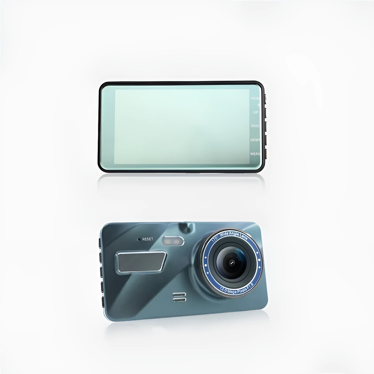4-inch IPS screen dash cam with zinc alloy body and dual 1080P lens for front and rear recording