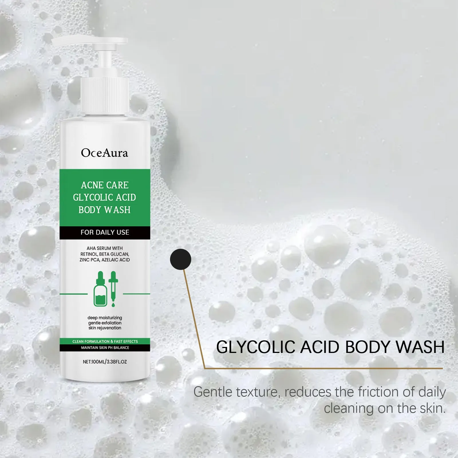 100ml soothing shower gel with glycolic acid, retinol and azelaic acid