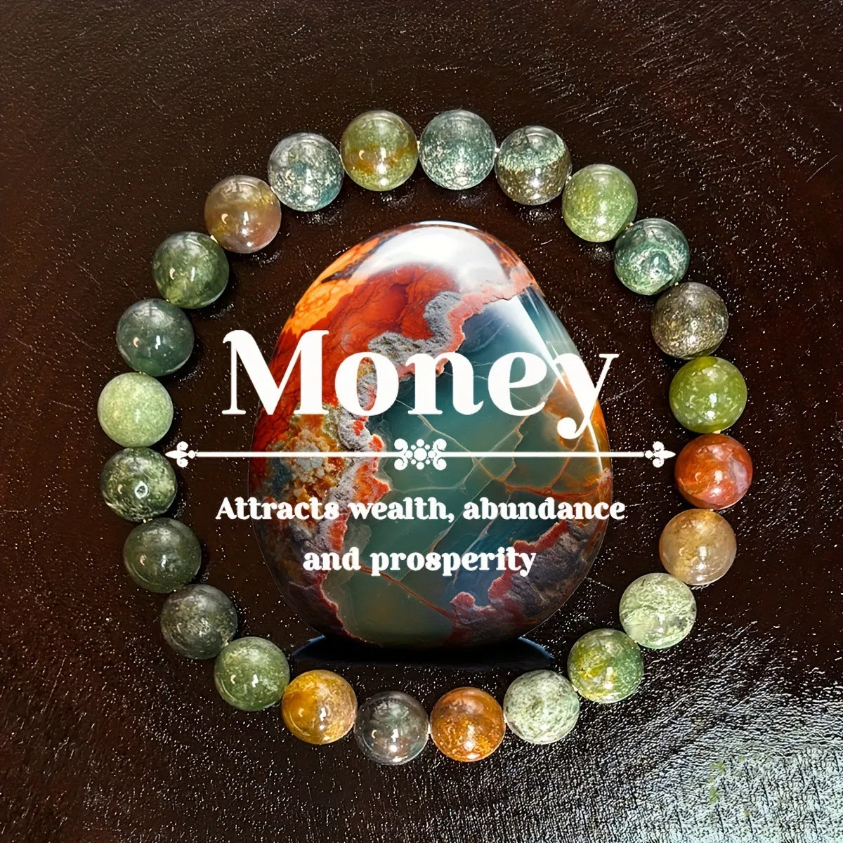 Handmade glass coloured glaze beaded bracelet with 8mm transparent beads unisex design