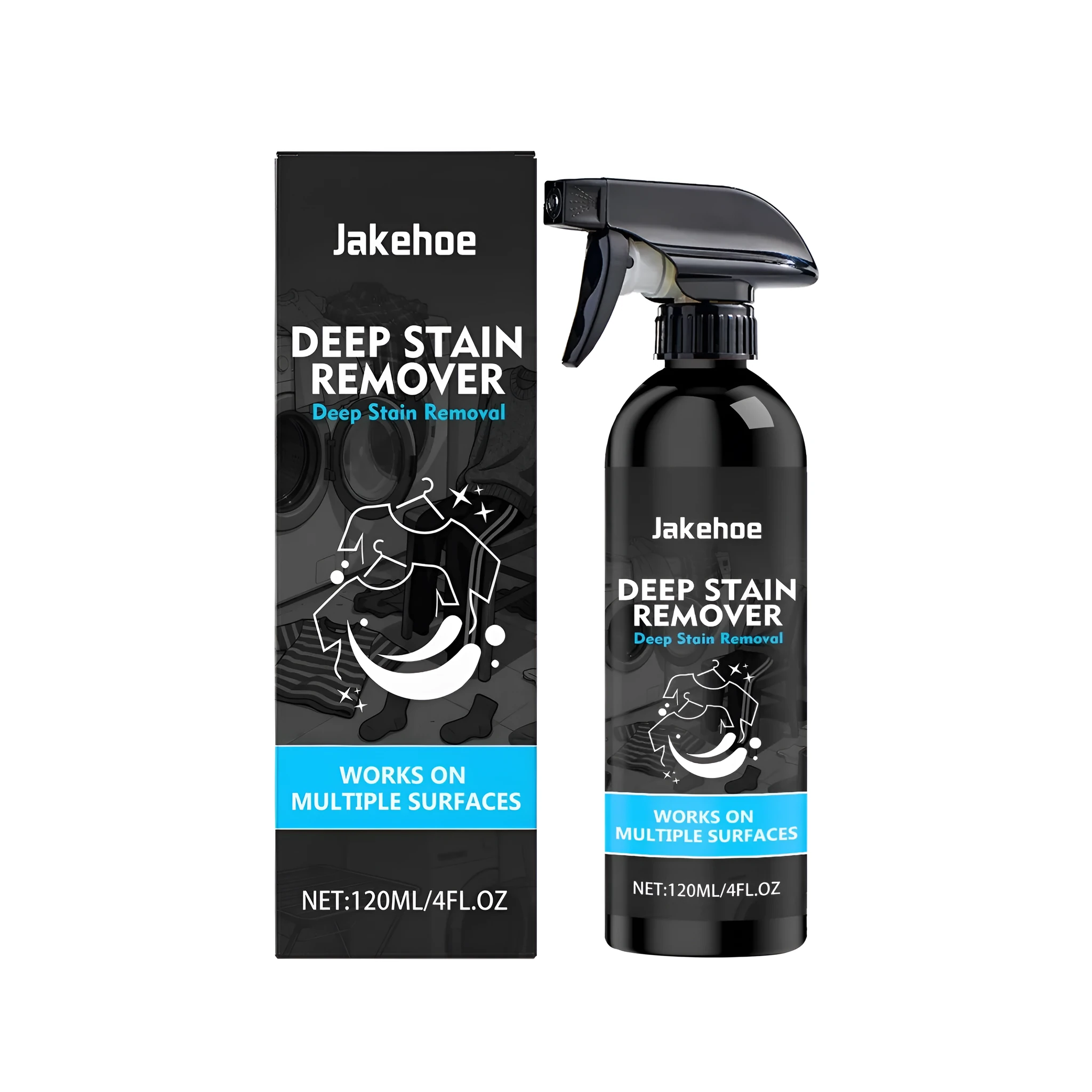 Deep Stain Remover 120ml bottle with enzyme formula for removing stains on fabric and surfaces