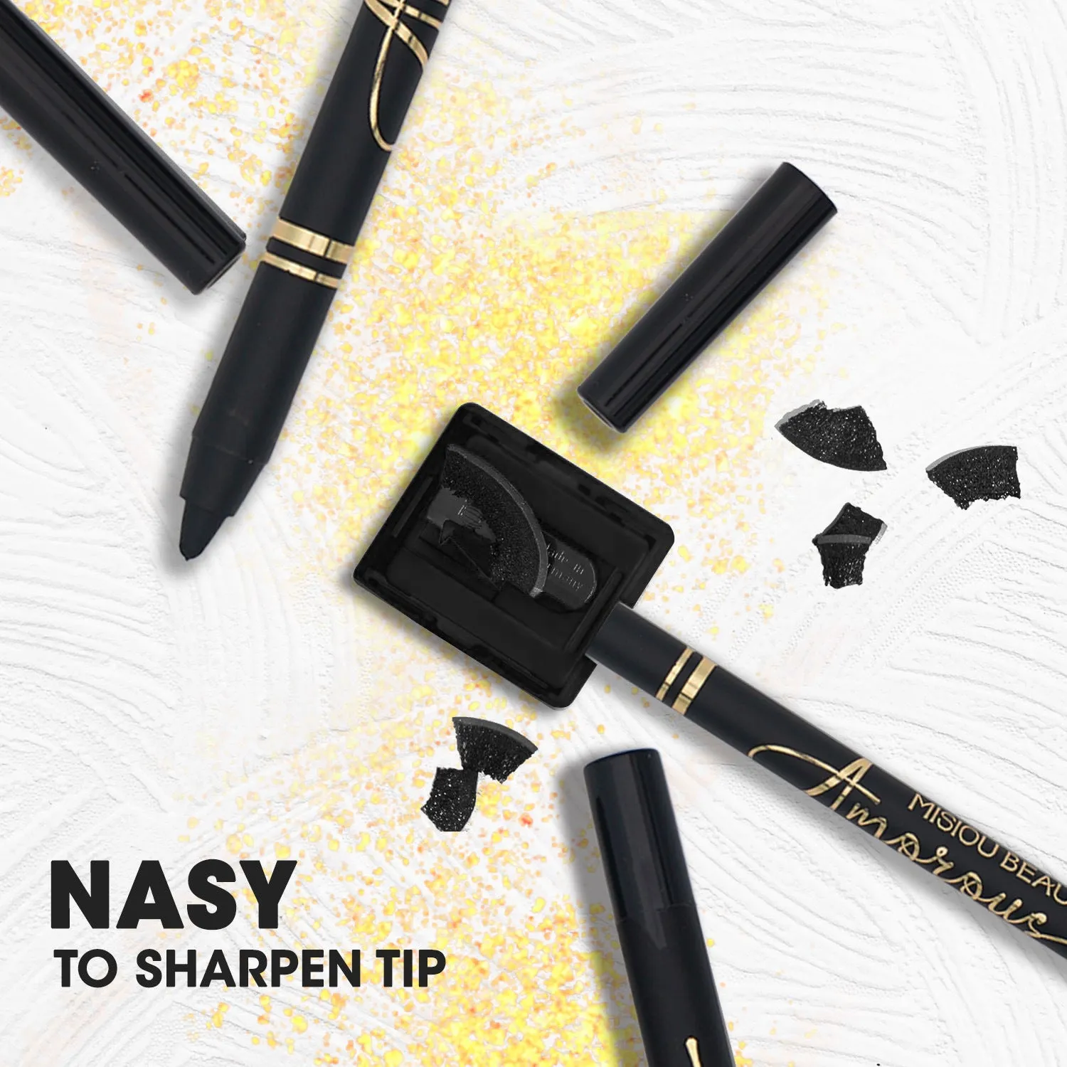 Black liquid eyeliner with smooth texture and waterproof formula for long lasting wear