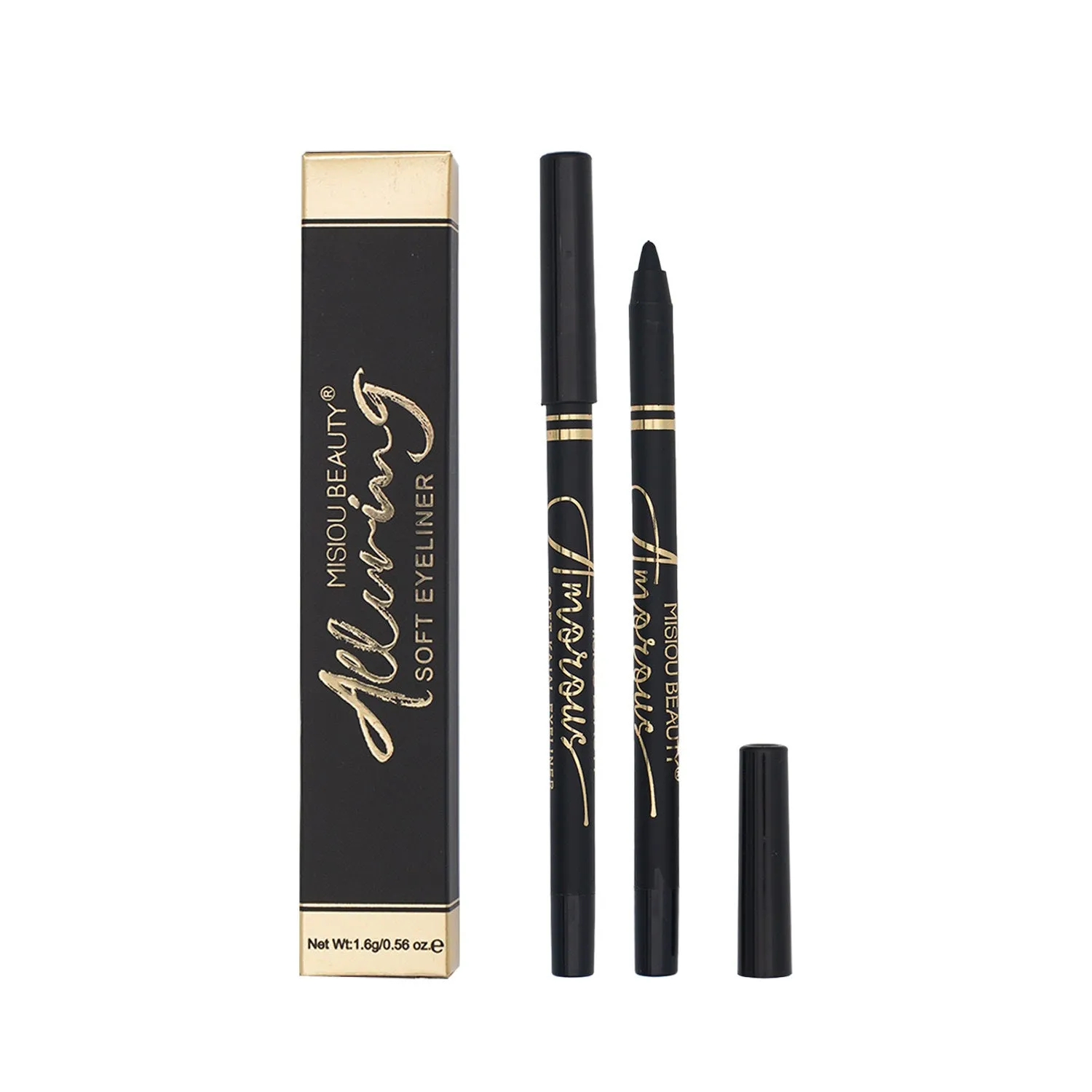 Black liquid eyeliner with smooth texture and waterproof formula for long lasting wear