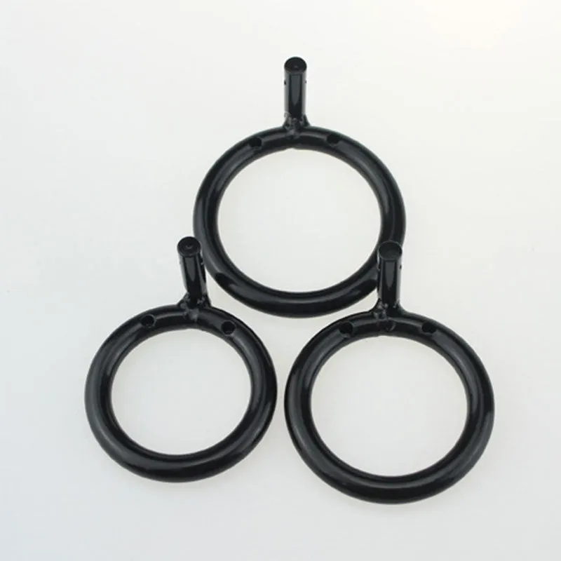 Black manganese steel men's chastity lock ring for sexual pleasure, shown on a neutral background