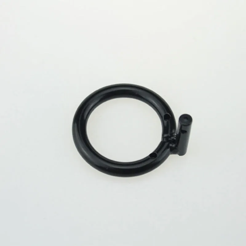 Black manganese steel men's chastity lock ring for sexual pleasure, shown on a neutral background