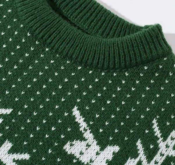 Autumn winter round neck Christmas print sweater in multicolour polyester fibre for teenagers