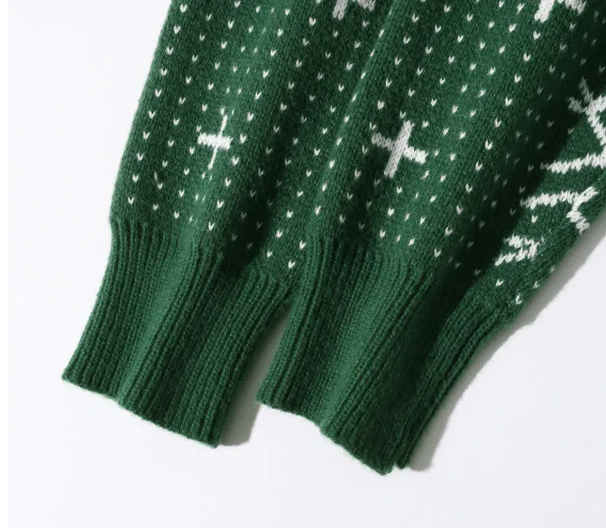 Autumn winter round neck Christmas print sweater in multicolour polyester fibre for teenagers