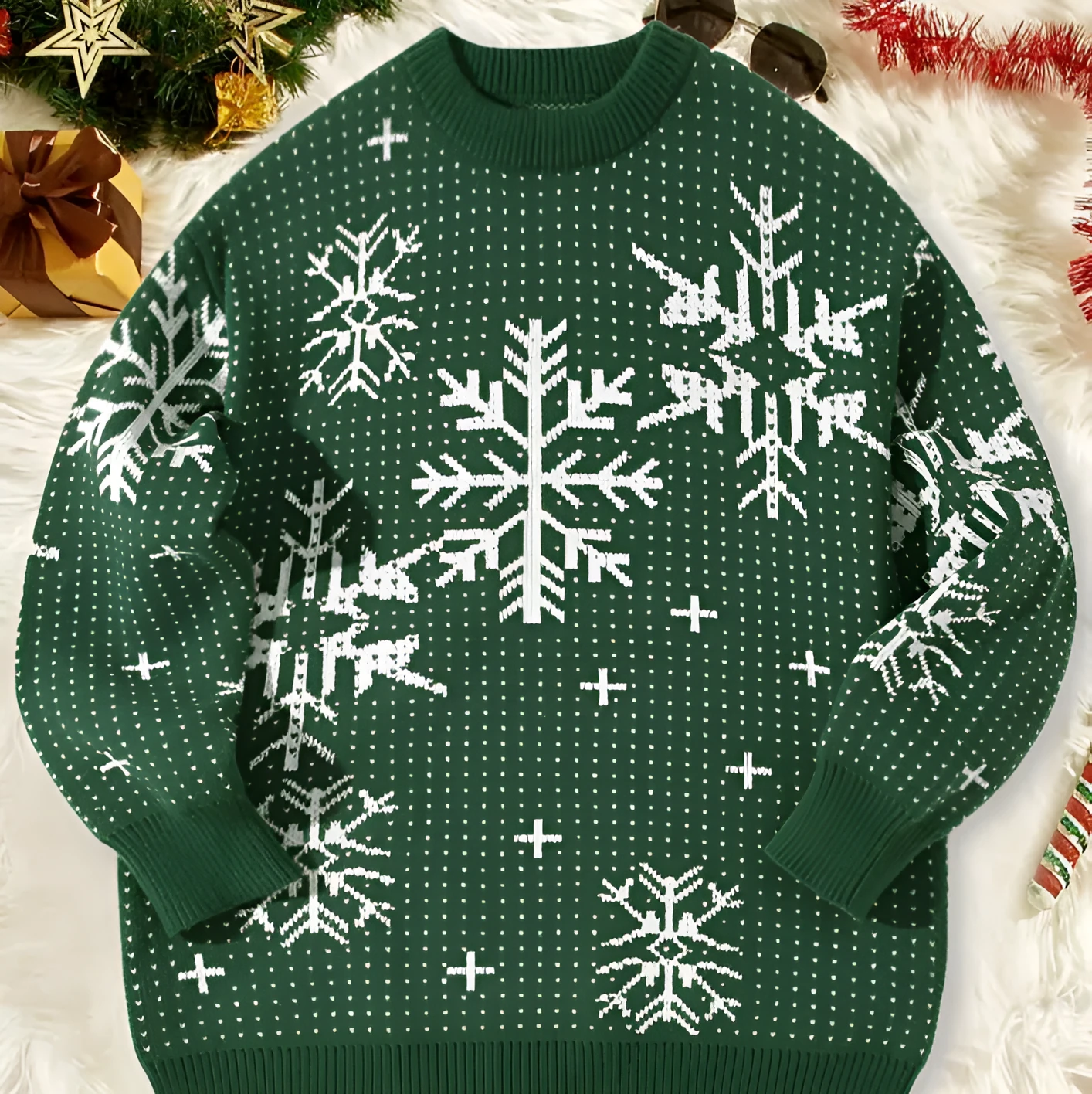 Autumn winter round neck Christmas print sweater in multicolour polyester fibre for teenagers