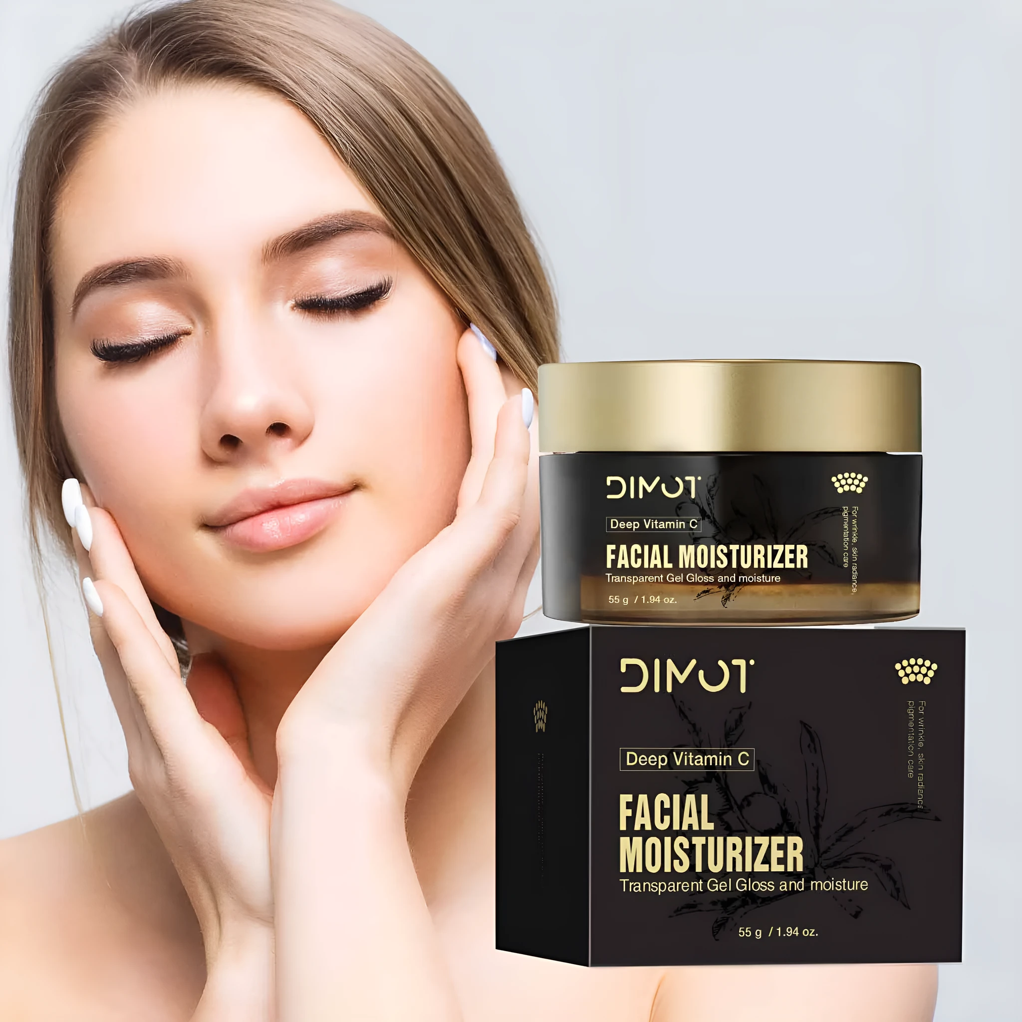 Deep Dimension C Moisturising Facial Cream 50ml bottle with cream texture visible