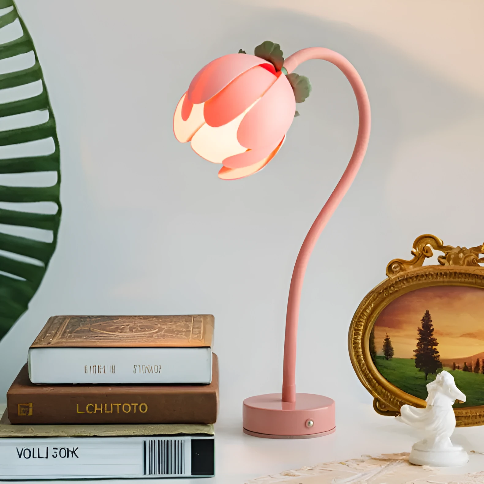 LED wireless charging night light with touch switch, tri-colour light, plastic modern minimalist design