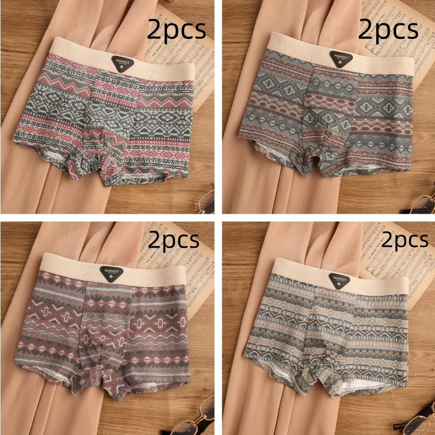 Men's cotton breathable antibacterial boxer shorts in check pattern, mid-rise waist, available in multiple colours and sizes