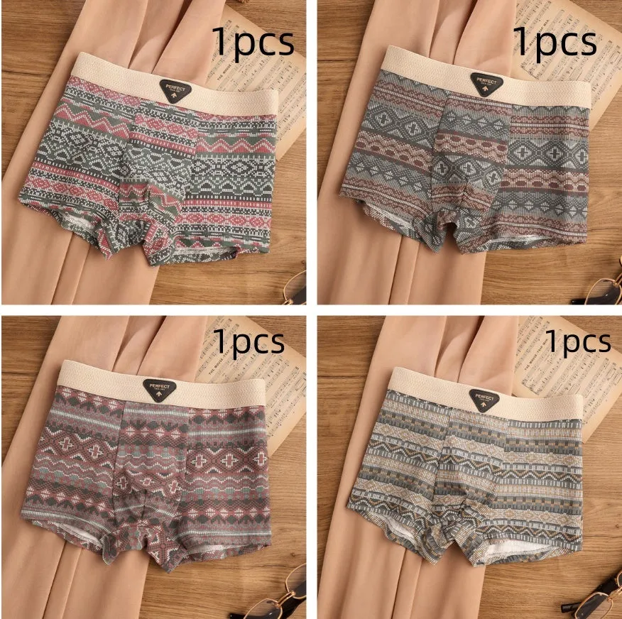 Men's cotton breathable antibacterial boxer shorts in check pattern, mid-rise waist, available in multiple colours and sizes