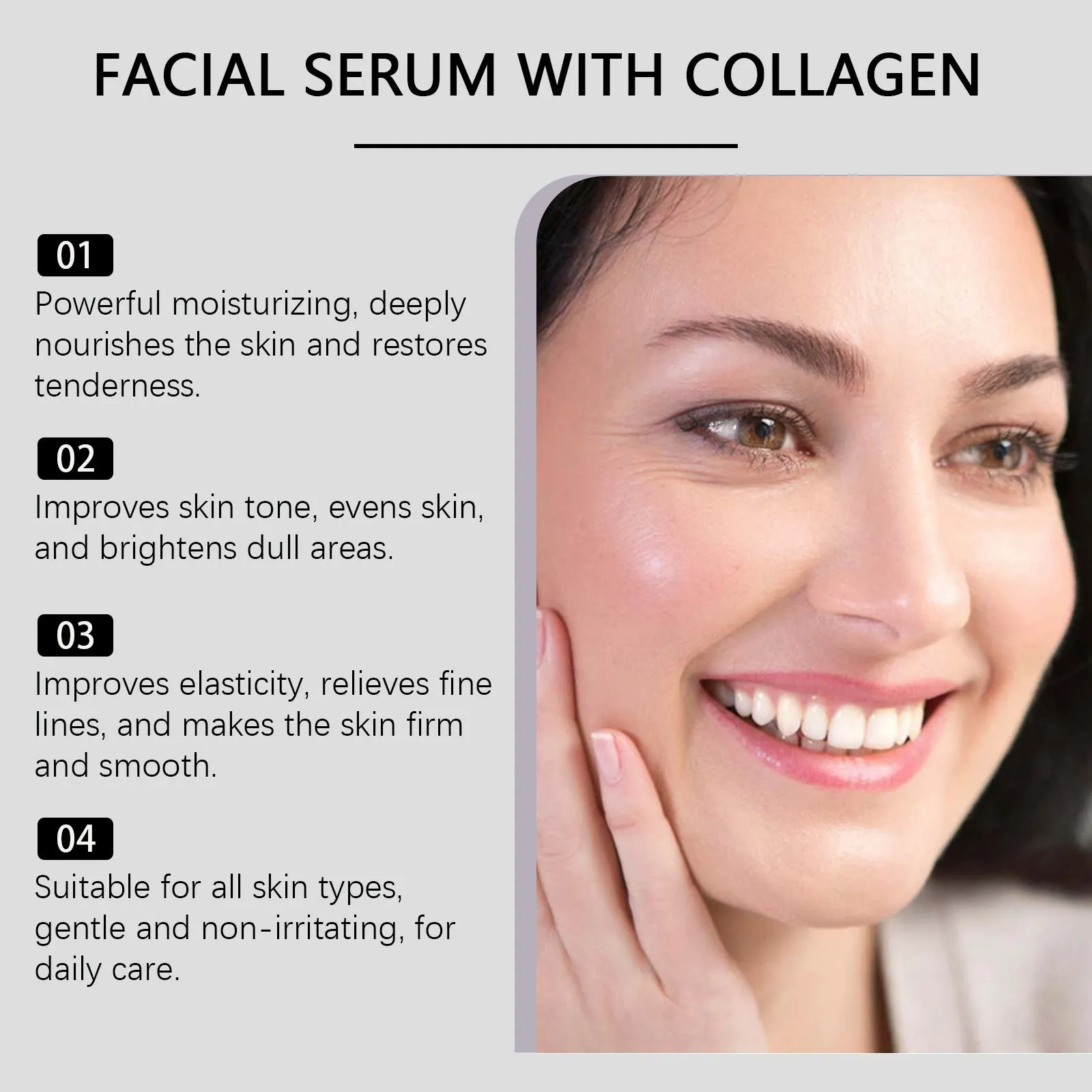 50ml blue-labelled collagen facial fluid bottle with niacinamide for daily skincare