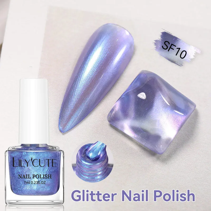 Quick-dry metallic mirror nail polish bottle in a shiny silver shade, 7ml, oily no-bake formula
