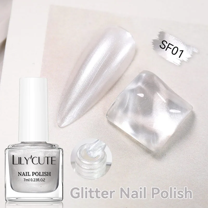 Quick-dry metallic mirror nail polish bottle in a shiny silver shade, 7ml, oily no-bake formula