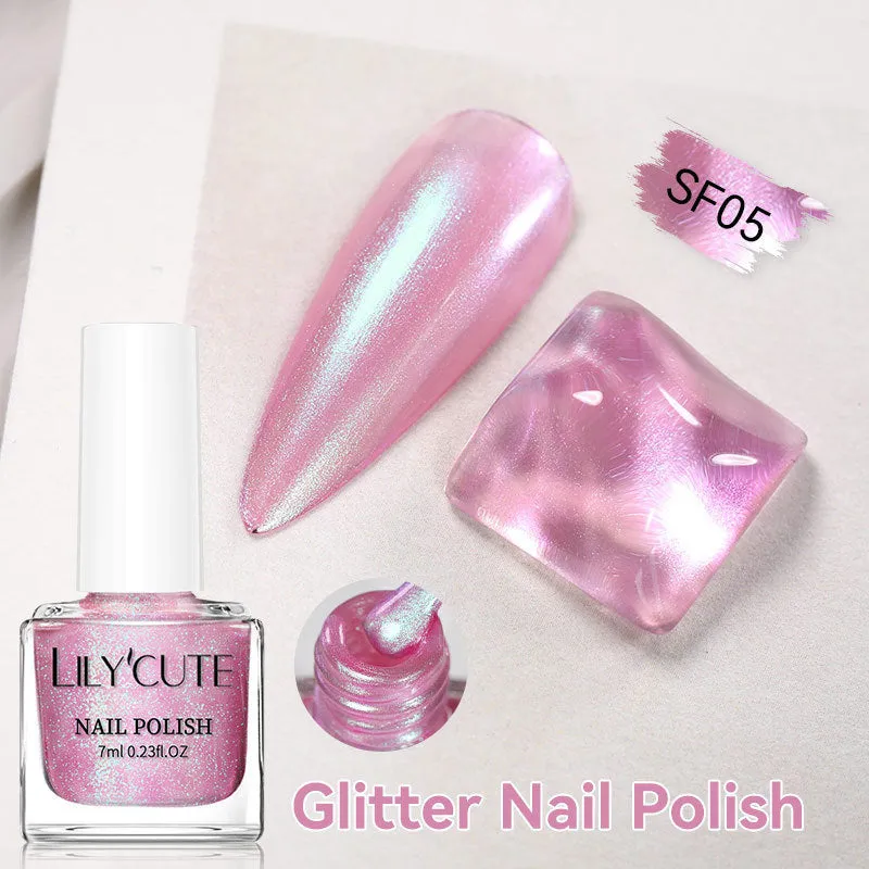 Quick-dry metallic mirror nail polish bottle in a shiny silver shade, 7ml, oily no-bake formula