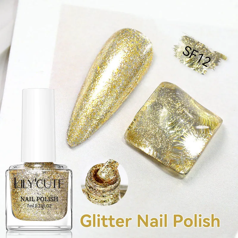 Quick-dry metallic mirror nail polish bottle in a shiny silver shade, 7ml, oily no-bake formula