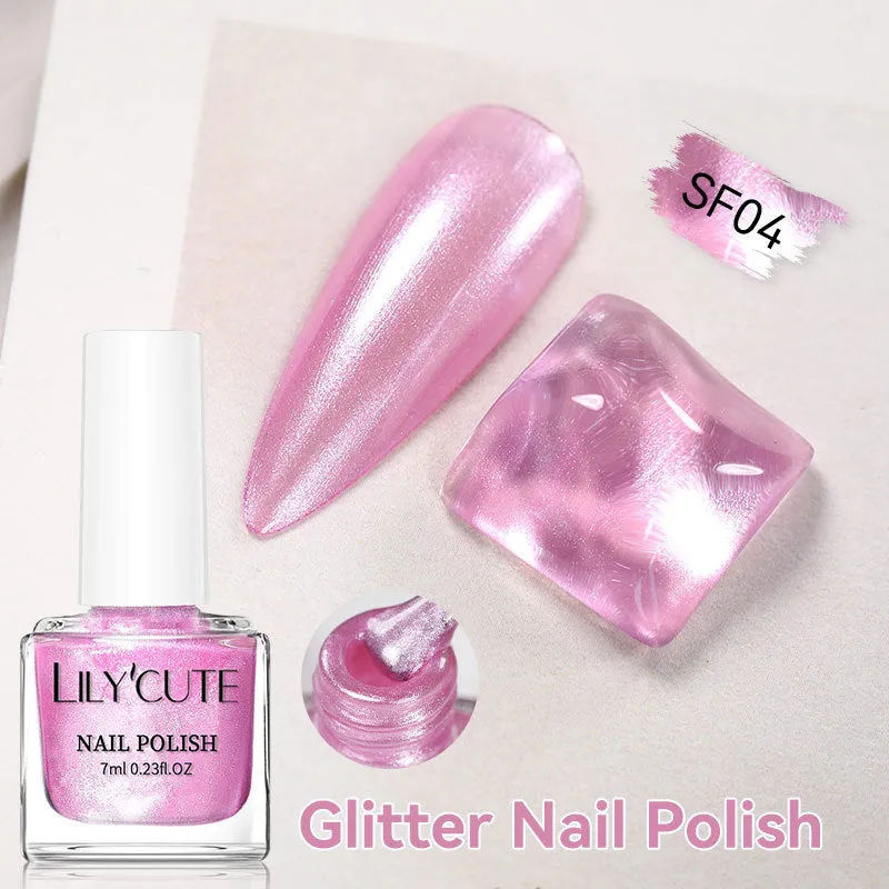 Quick-dry metallic mirror nail polish bottle in a shiny silver shade, 7ml, oily no-bake formula