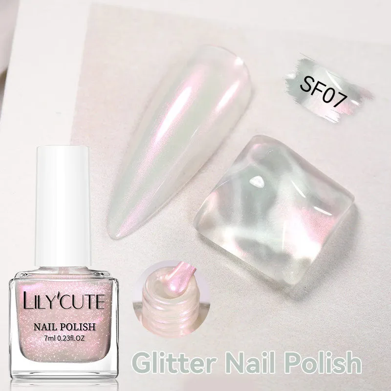 Quick-dry metallic mirror nail polish bottle in a shiny silver shade, 7ml, oily no-bake formula
