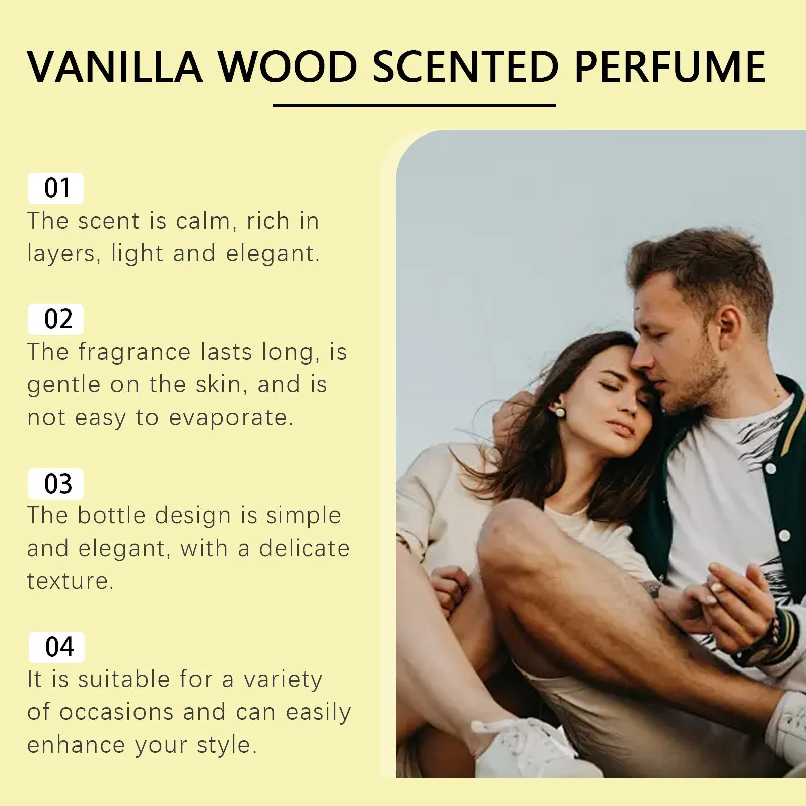 50ml vanilla musk perfume spray bottle with glycerol and botanical extracts