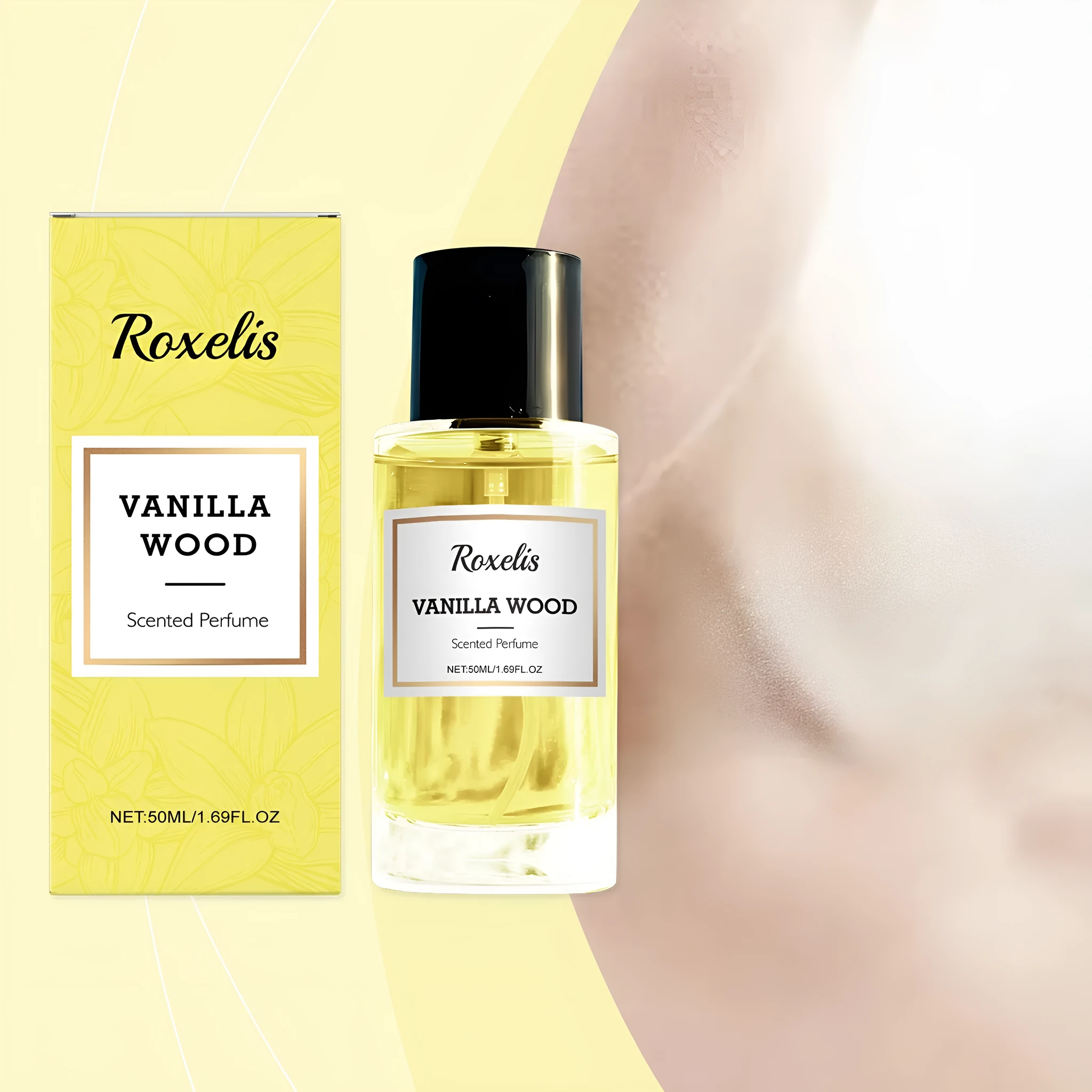 50ml vanilla musk perfume spray bottle with glycerol and botanical extracts