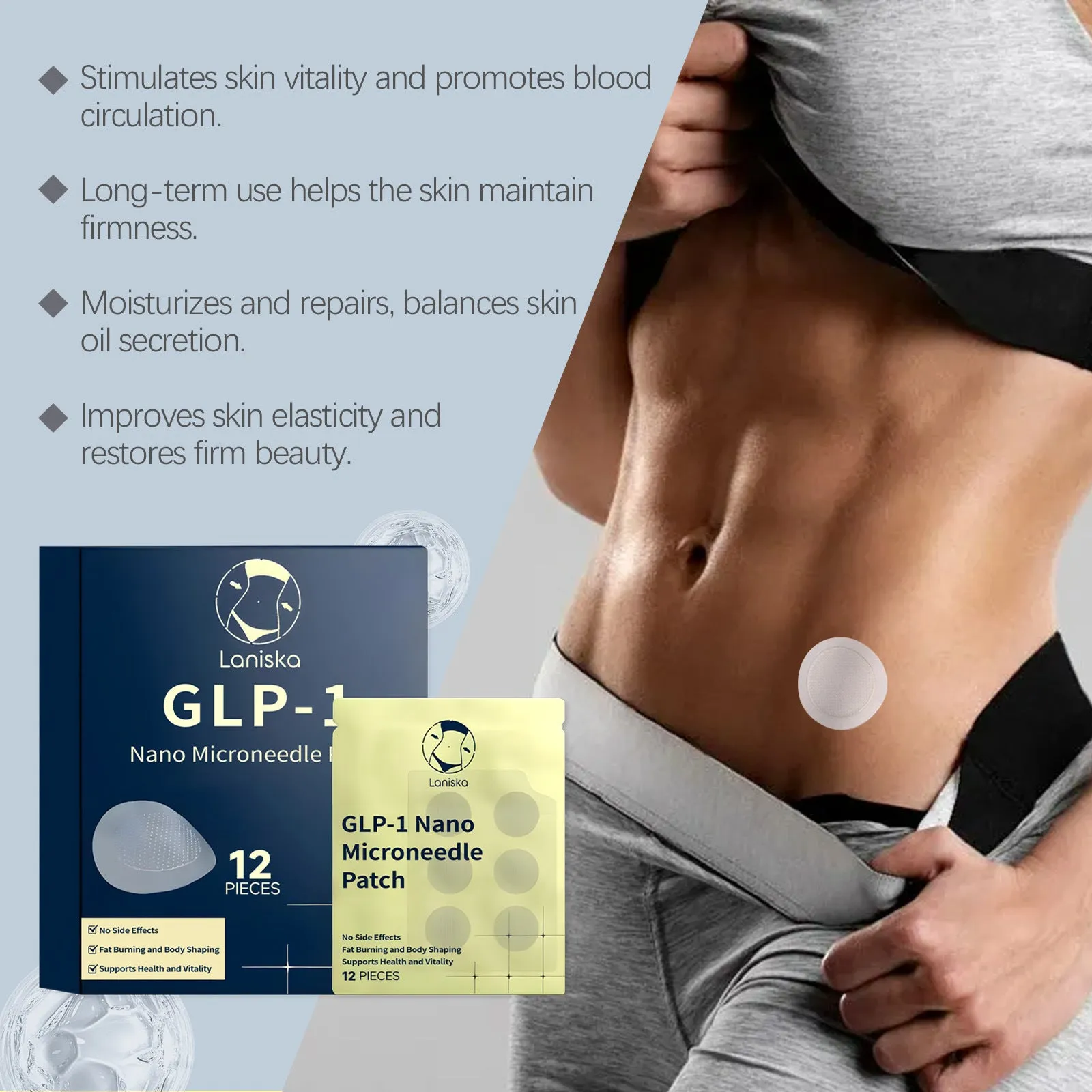 Box of 12 Holding Effect Control Sugar micro needle patches for transdermal application.