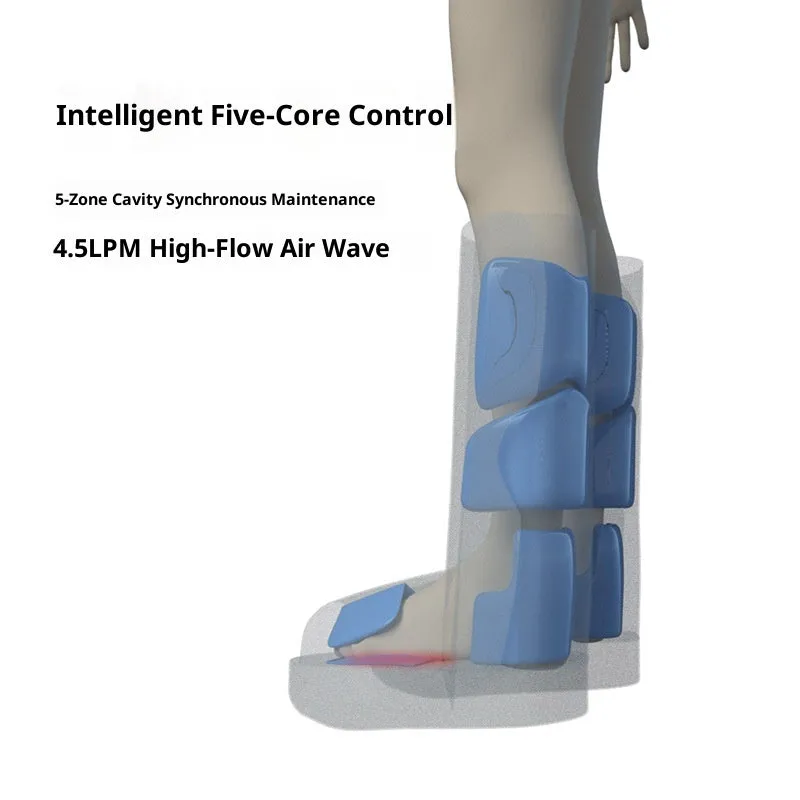 Dark grey leg massaging machine with air wave compression and USB charging cable