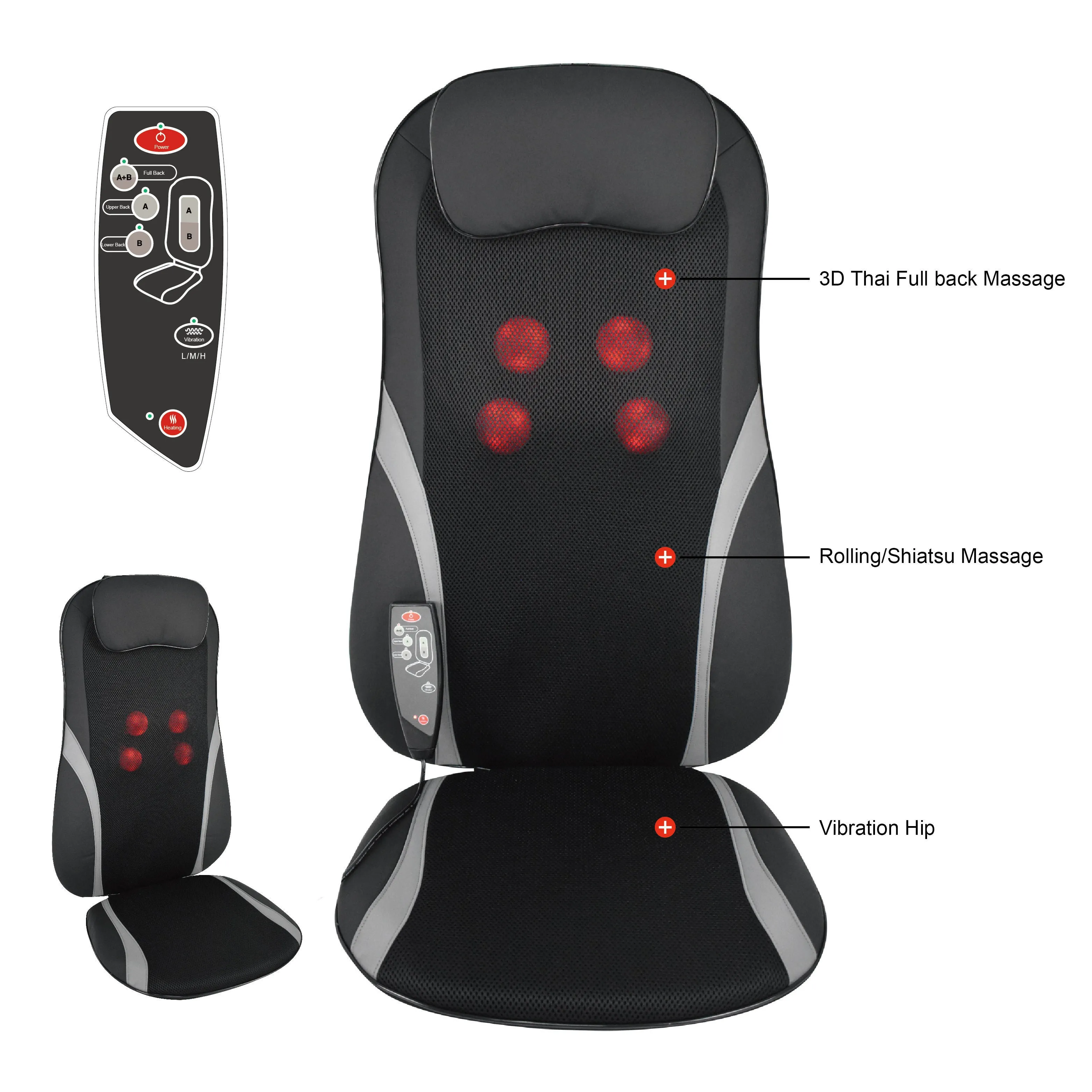 Heating finger pressure massage car seat cushion SM-216 in black PU mesh material
