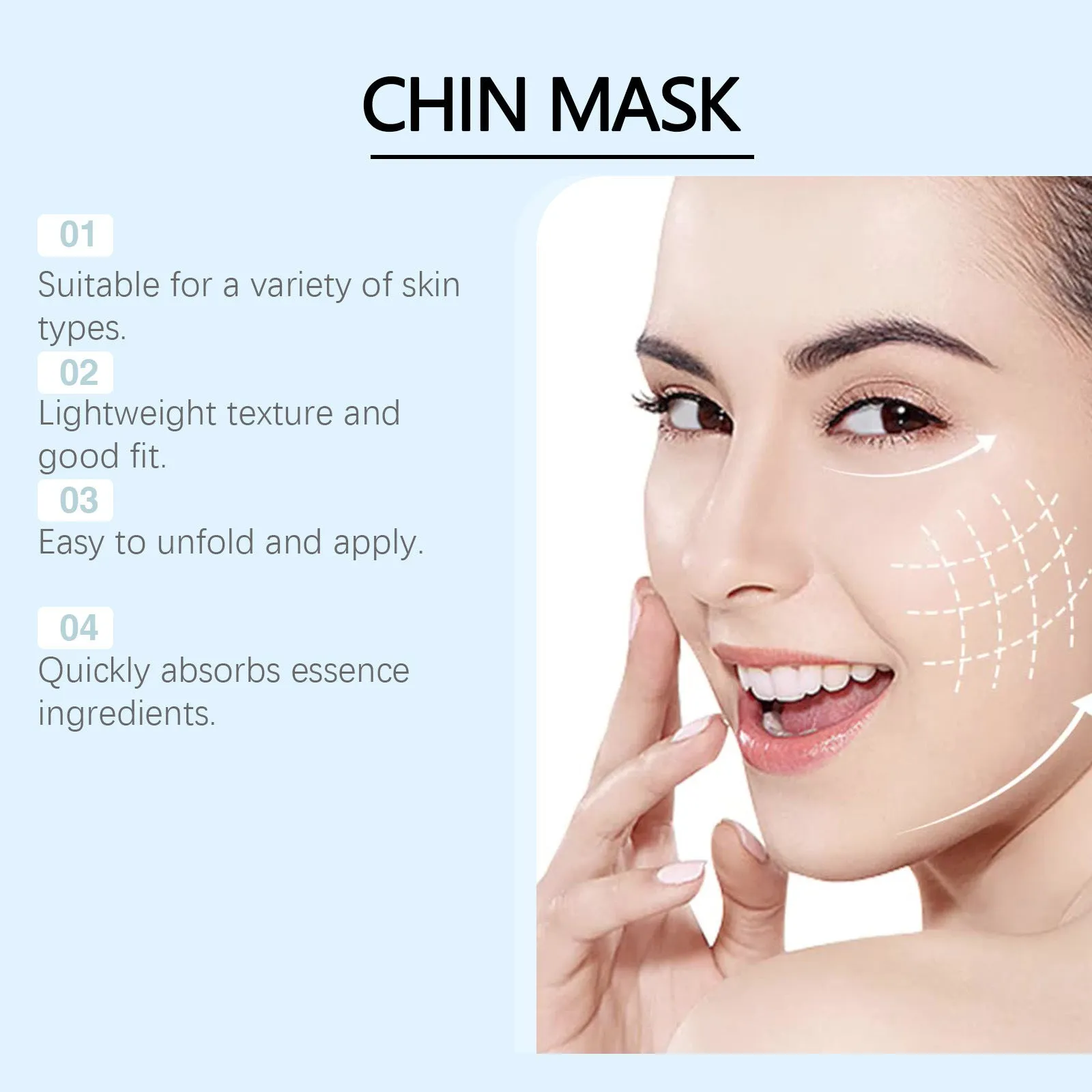White firming lifting facial sheet mask with hydrolysed collagen and hyaluronic acid formula