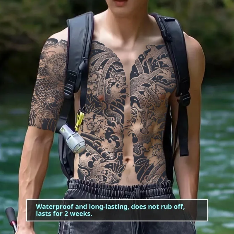 Half a tattoo sticker men's trendy pattern advanced simulation water transfer Chinese style 19x32CM