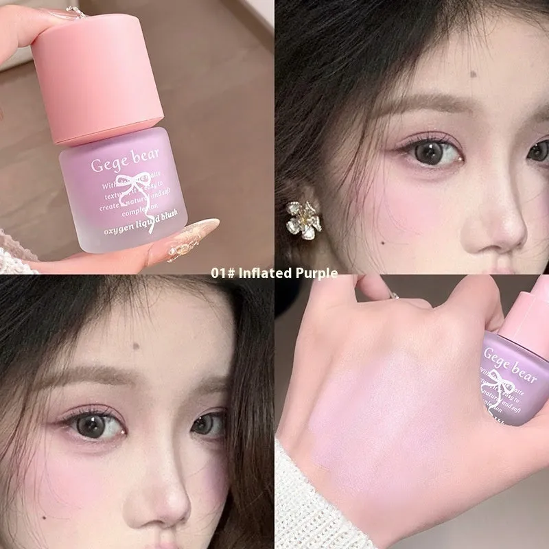 Gege Bear Oxygen Light And Transparent Liquid Blush in natural makeup packaging with seven colour options
