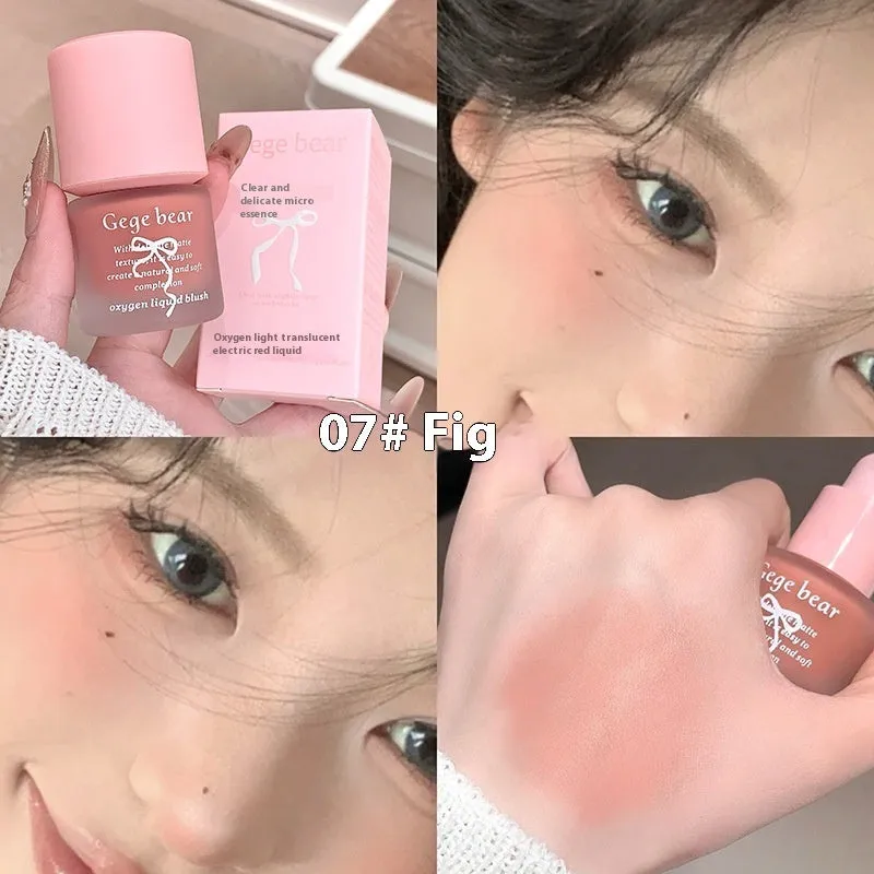 Gege Bear Oxygen Light And Transparent Liquid Blush in natural makeup packaging with seven colour options