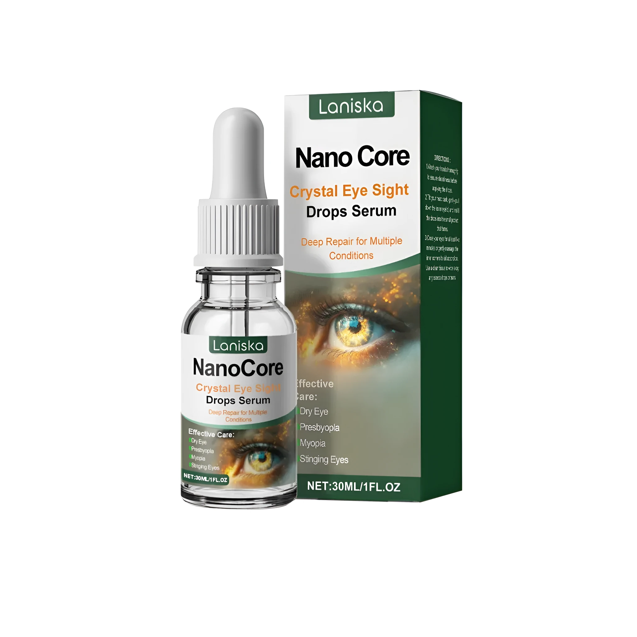 Crystal Eye Sight Drops Serum 30ml bottle with mint leaf extract for soothing eye hydration