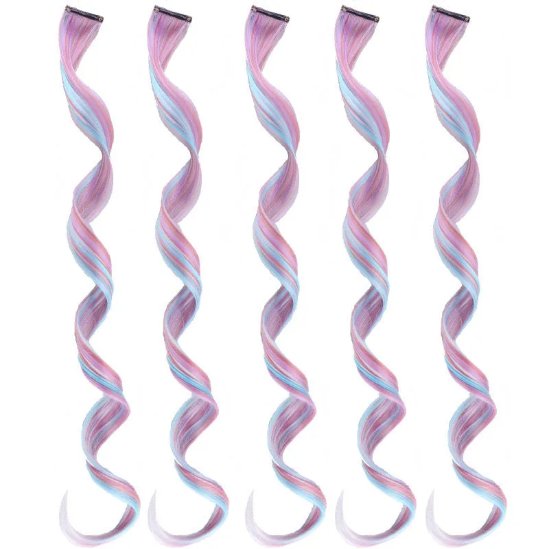Purple blue colour gradient seamless high temperature fibre wig for women